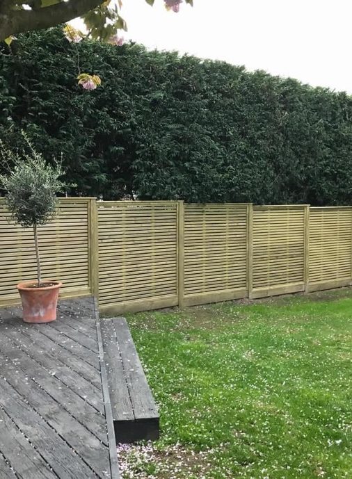 Venetian in front of Hedge